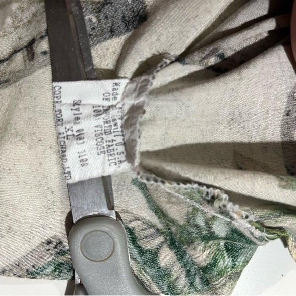 Tori Richard Men XL Aloha Shirt Palm Tree All Over Brown Green Made In Hawaii - Picture 3 of 14